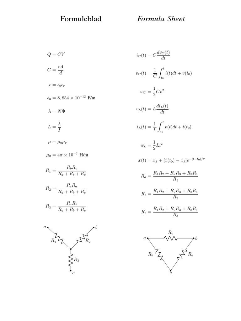 ET143 2019 FormulaSheet Final | PDF