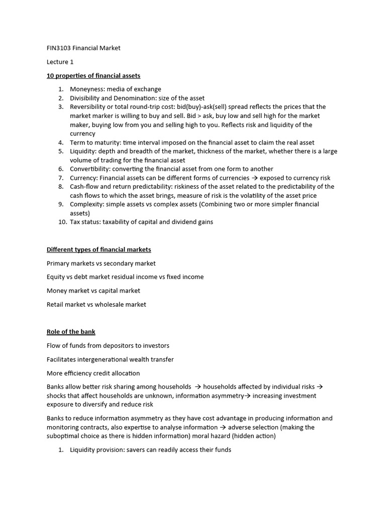 Key Properties of Financial Assets | PDF | Investment Fund | Financial Risk