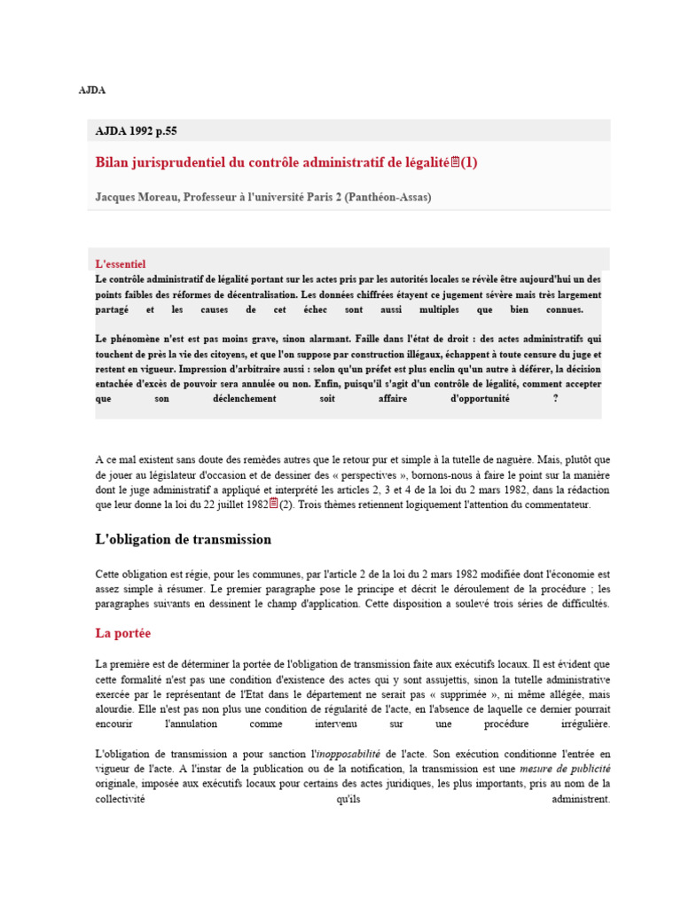 Bilan du contrôle de légalité administratif | PDF | Loi | État