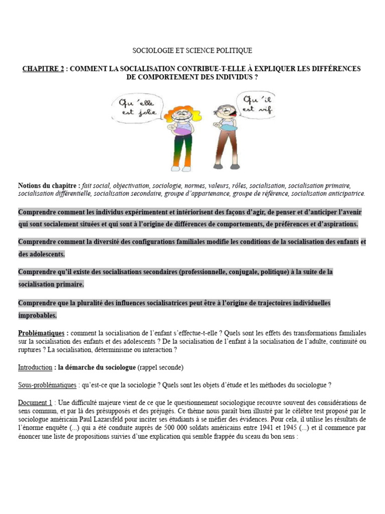 Rôle de la socialisation selon Durkheim | PDF | Socialisation | Émile ...