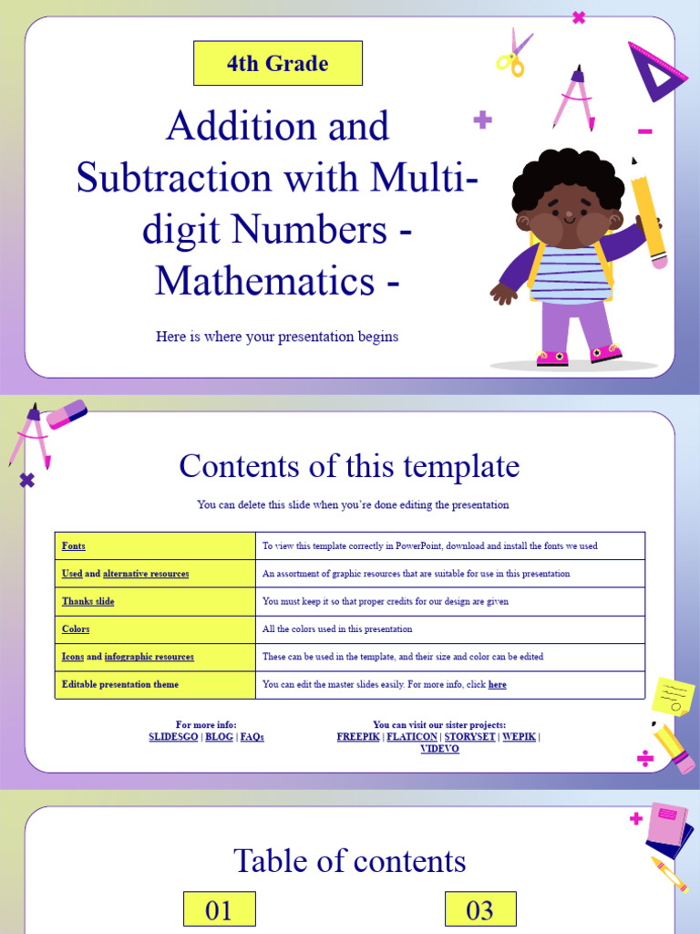 Addition and Subtraction With Multi-Digit Numbers - Mathematics - 4th