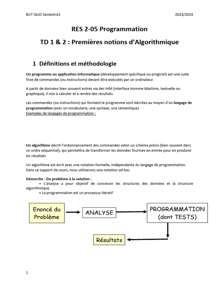 Introduction à l'Algorithmique | PDF | Programmation informatique ...