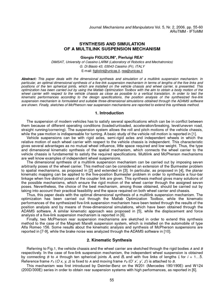 Synthesis and Simulation of A Multi Link | PDF | Kinematics | Vehicles