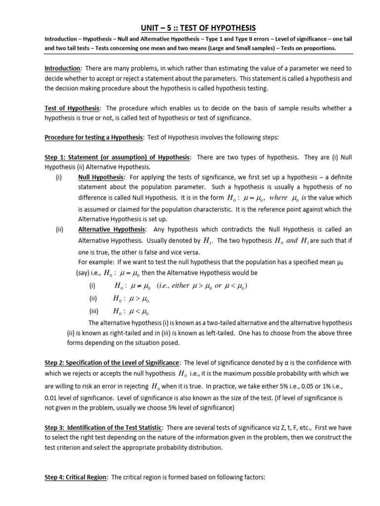 Hypothesis Testing and t Tests Guide | PDF | Statistical Significance ...