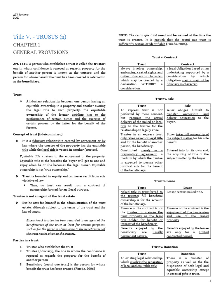 Understanding Trusts: Key Concepts Explained | PDF | Title (Property ...