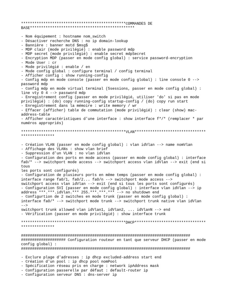 Commandes de base pour Cisco Packet Tracer | PDF | Adresse IP ...