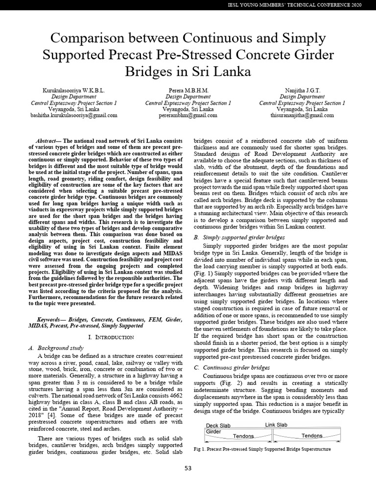 Precast Concrete Bridge Comparison in Sri Lanka | PDF | Bridge ...