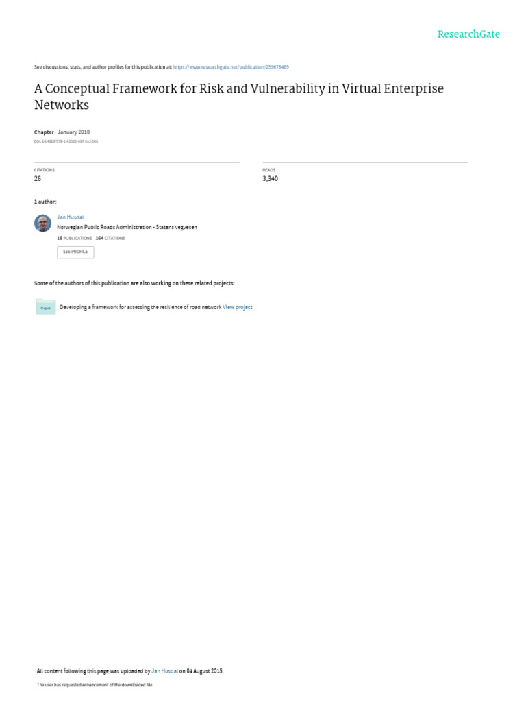 A conceptual framework for risk and vulnerability in virtual enterprise