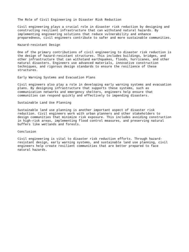Civil Engineering's Role in Disaster Resilience | PDF