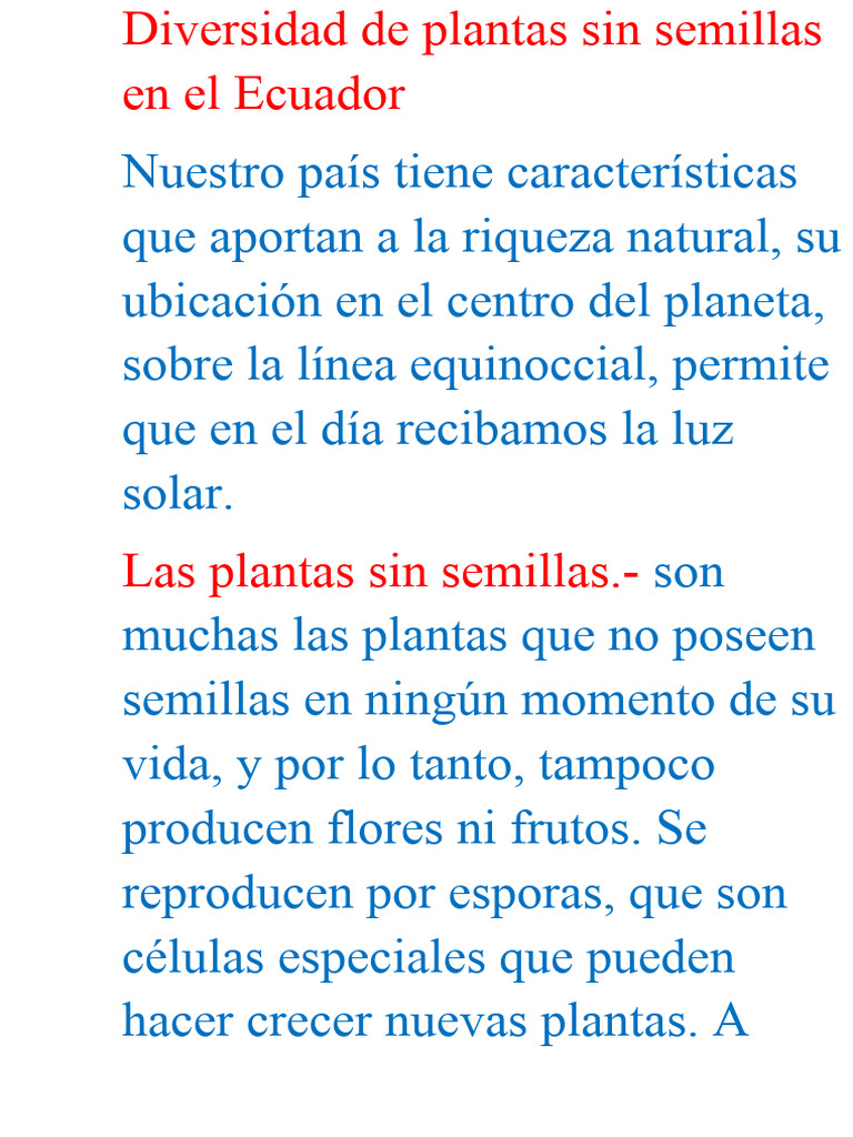 Diversidad de Plantas Sin Semillas en El Ecuador | PDF