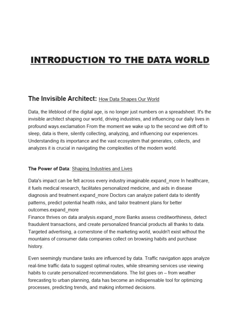 Introduction To Data World | PDF | Data Science | Data