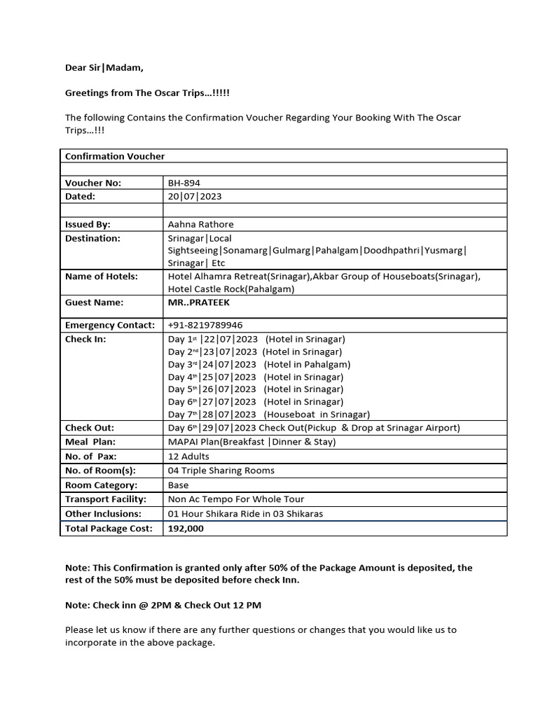 MAPAI Meal Plan Confirmation Voucher | PDF | Hotel