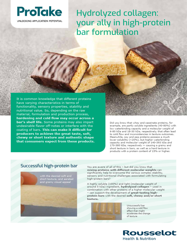 Hydrolyzed Collagen Your Ally in High-Protein Bar Formulation | PDF