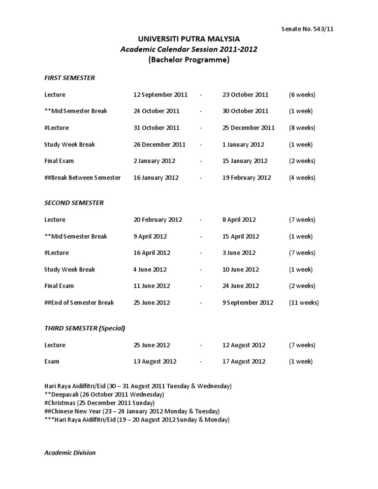 UPM Academic Calendar PDF