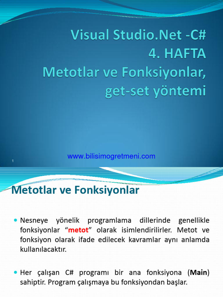Metotlar Ve Fonksiyonlar, Get-Set Yöntemi | PDF