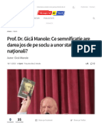 ANTIROMÂNISM - Prof. Dr. Gică Manole - Ce Semnificație Are Darea Jos de Pe Soclu A Unor Statui de Eroi Naționali - Mesagerul de Nord