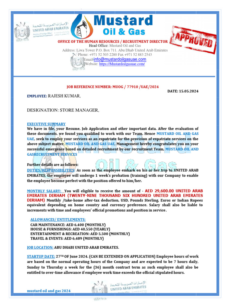 Mustard Oil and Gas | PDF | United Arab Emirates | Employment