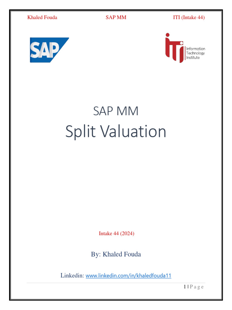 SAP MM Split Valuation PDF Valuation (Finance) Business
