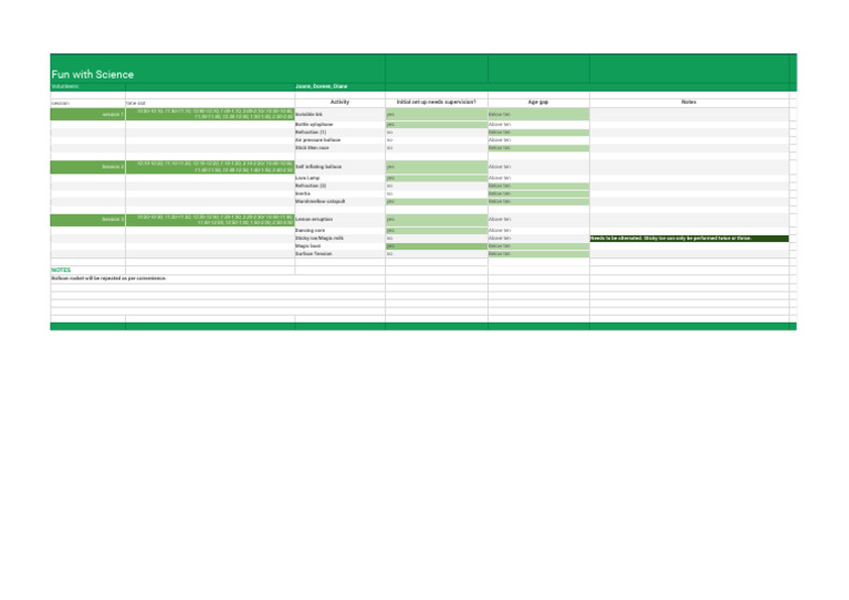 Fun With Science - Schedule 1 (Prototype) - Google Sheets | PDF