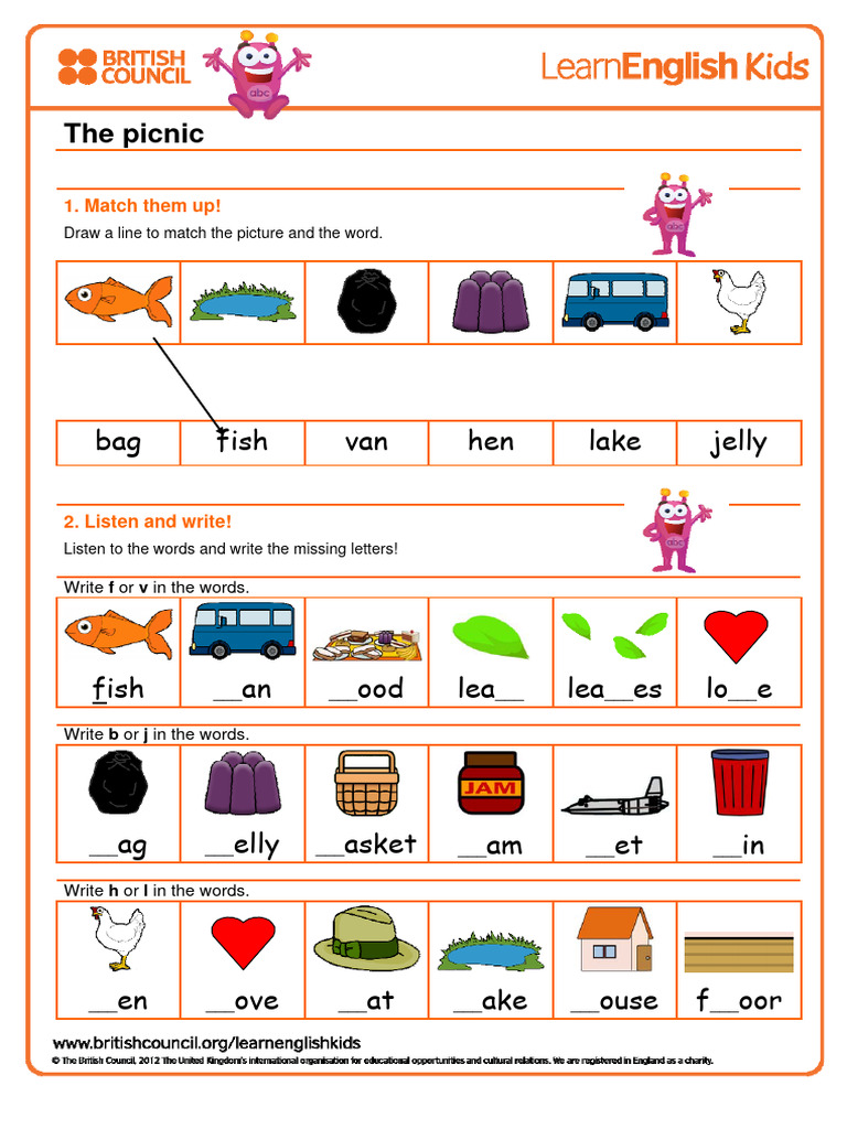 Picnic Vocabulary and Activities Guide | PDF | Language Arts ...