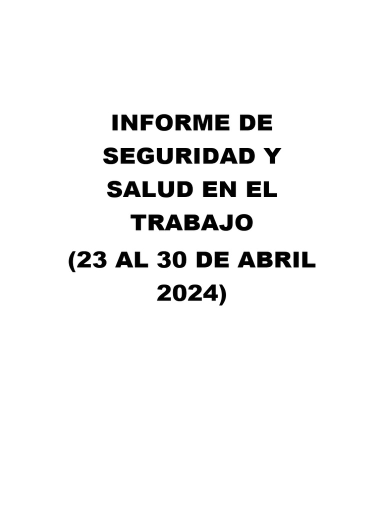 Informe de Seguridad y Salud Laboral 2024 | PDF