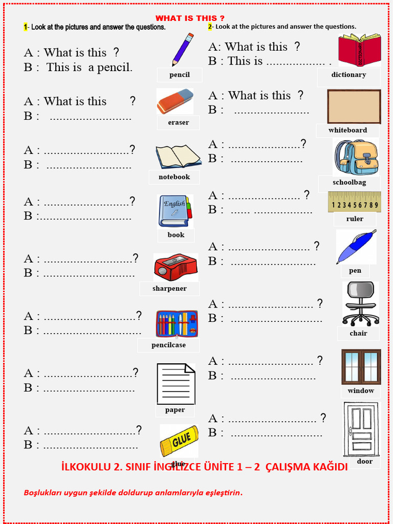 Sinif Ingilizce 2 Unite Ve 1 Unite Revision Pdf