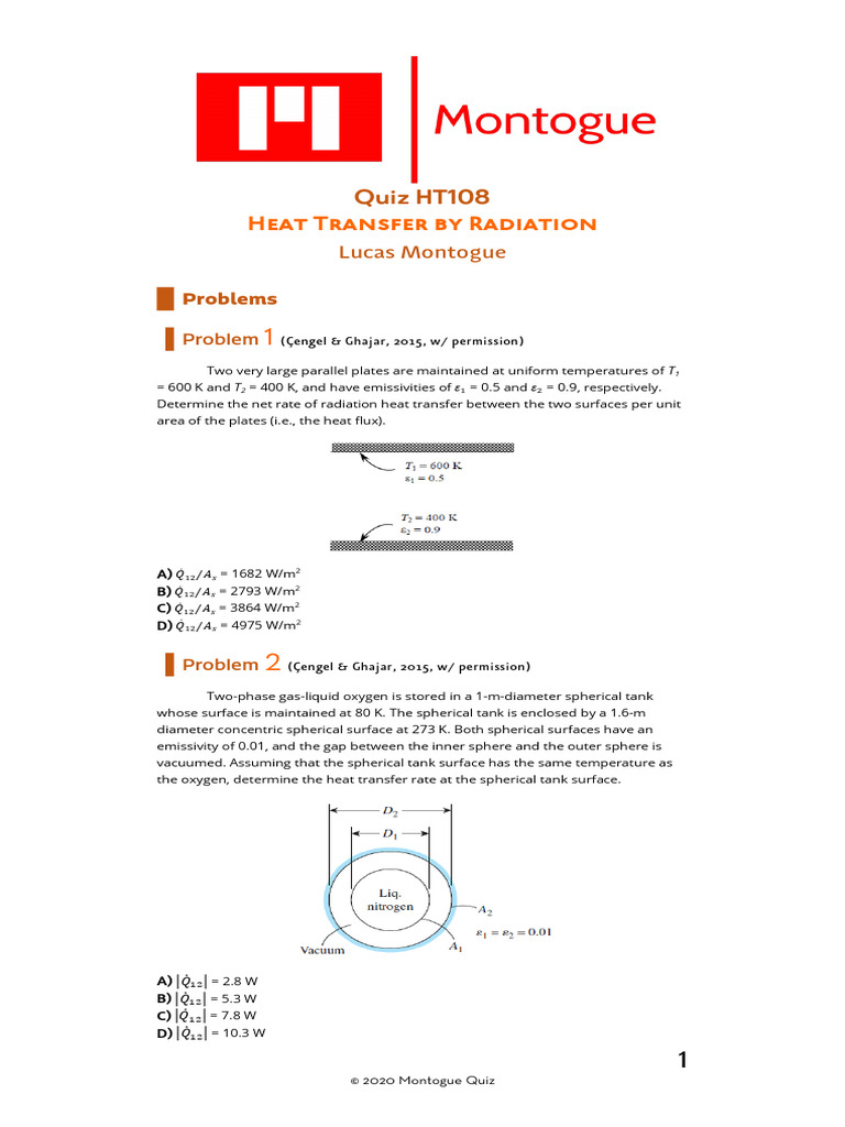 Heat Transfer by Radiation Solved Problems | PDF | Heat Transfer ...