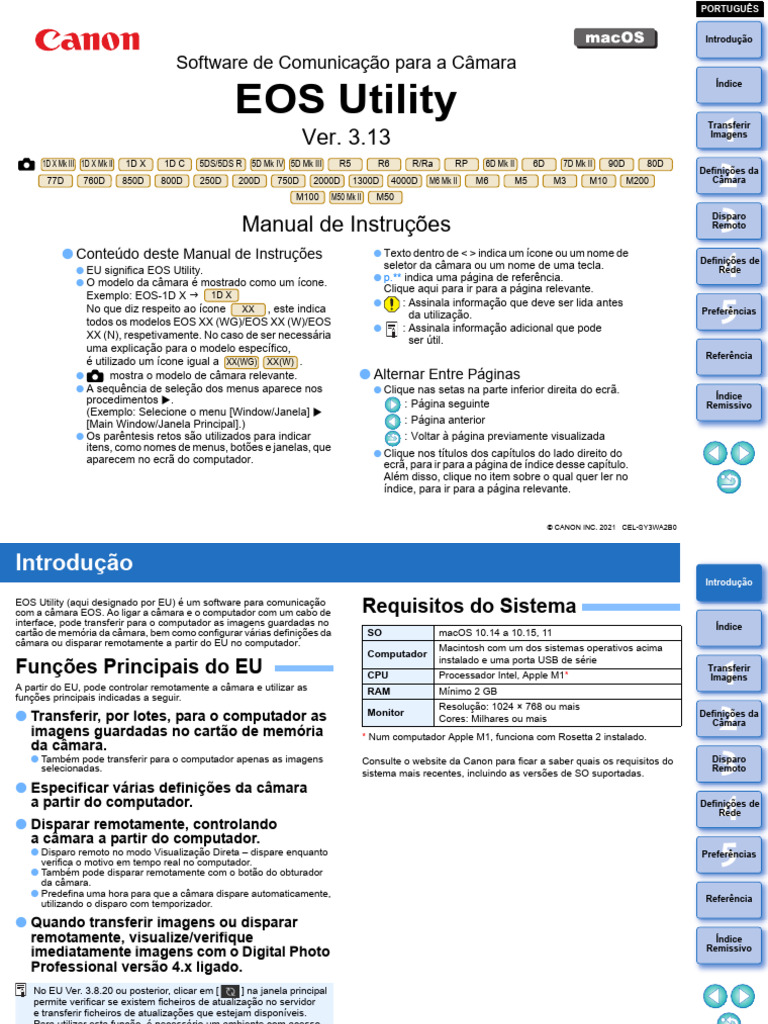 EOS Utility v.3.13 Da Canon | PDF | Câmera | Janela (informática)