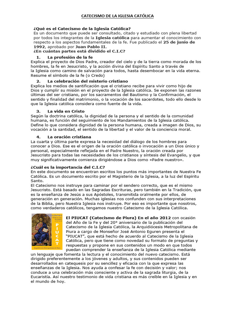 Catecismo de la Iglesia Católica 1992 | PDF | Iglesia Católica ...
