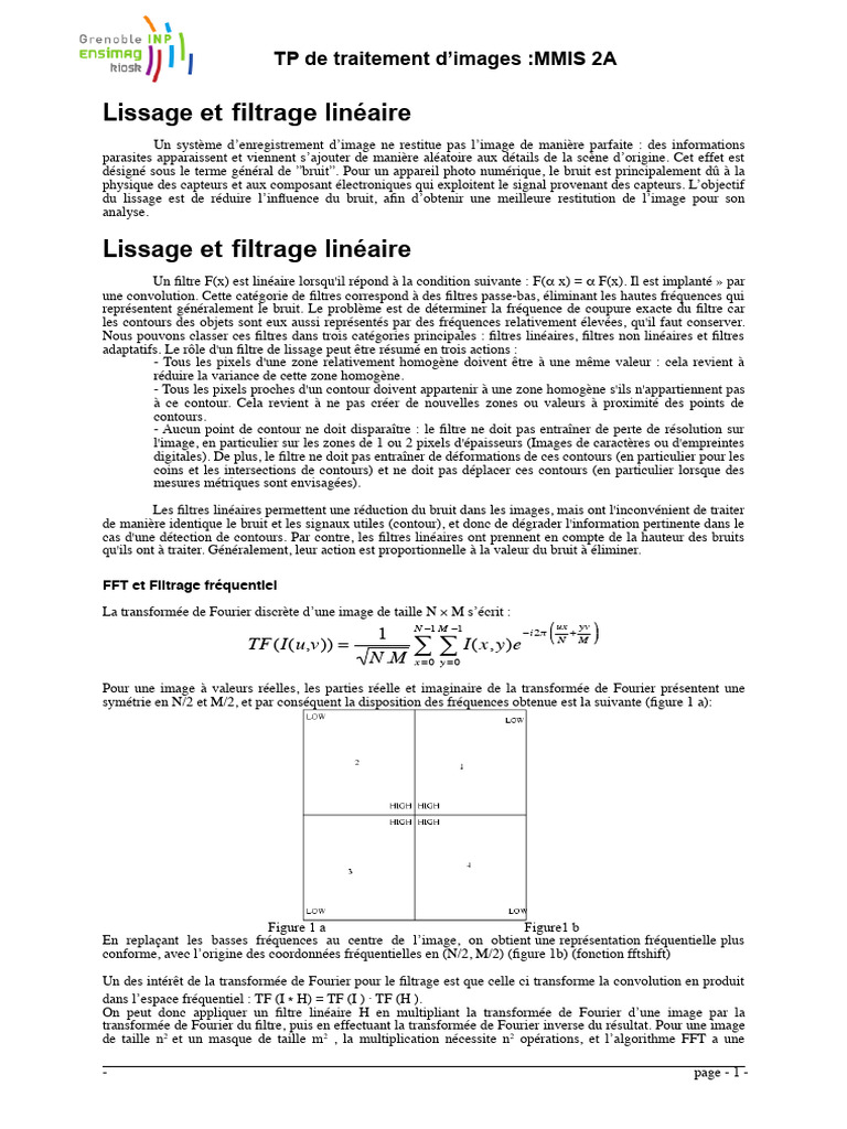 Lissage et filtrage d'images numériques | PDF | Filtre (électronique ...