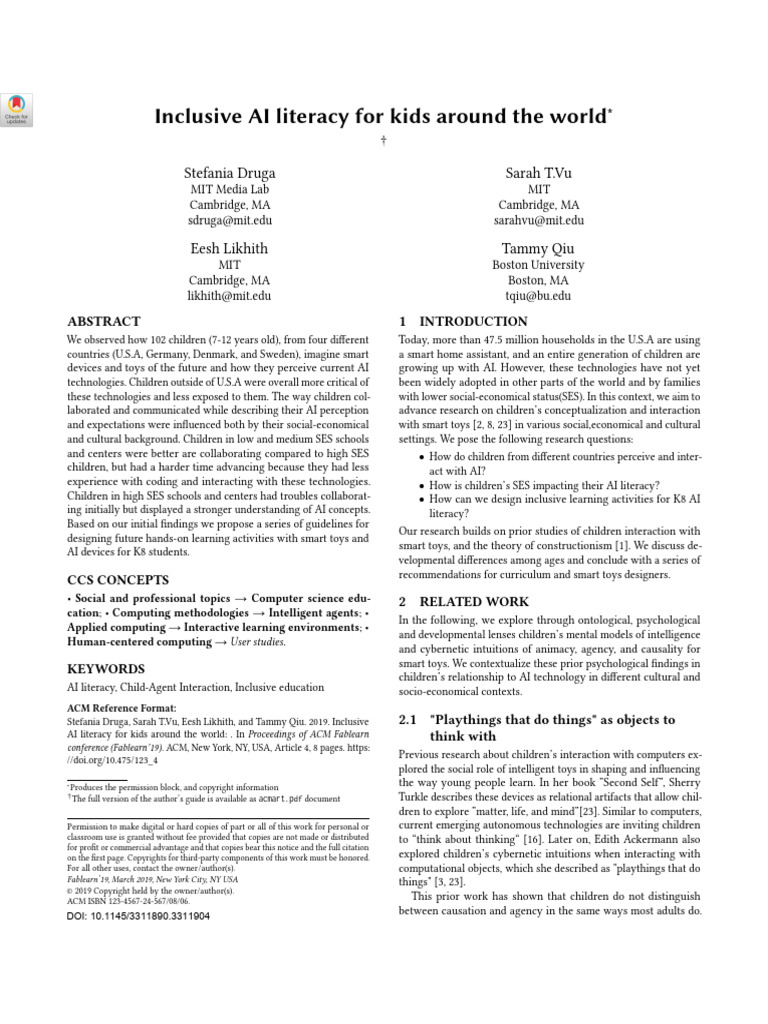 Inclusive Ai Literacy Pdf Artificial Intelligence Intelligence