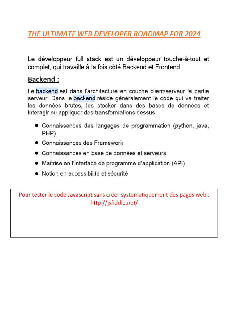 The Ultimate Web Developer Roadmap For 2024 | PDF | Langage de balisage ...