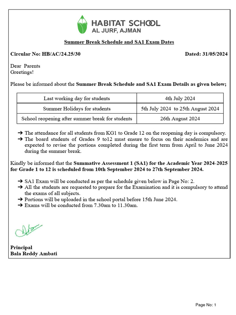 circular-30-summer-break-schedule-and-sa1-exam-dates-pdf-science
