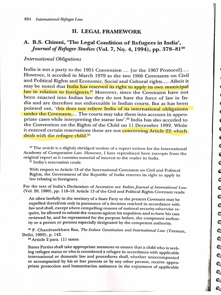 Legal Framework of Refugee | PDF