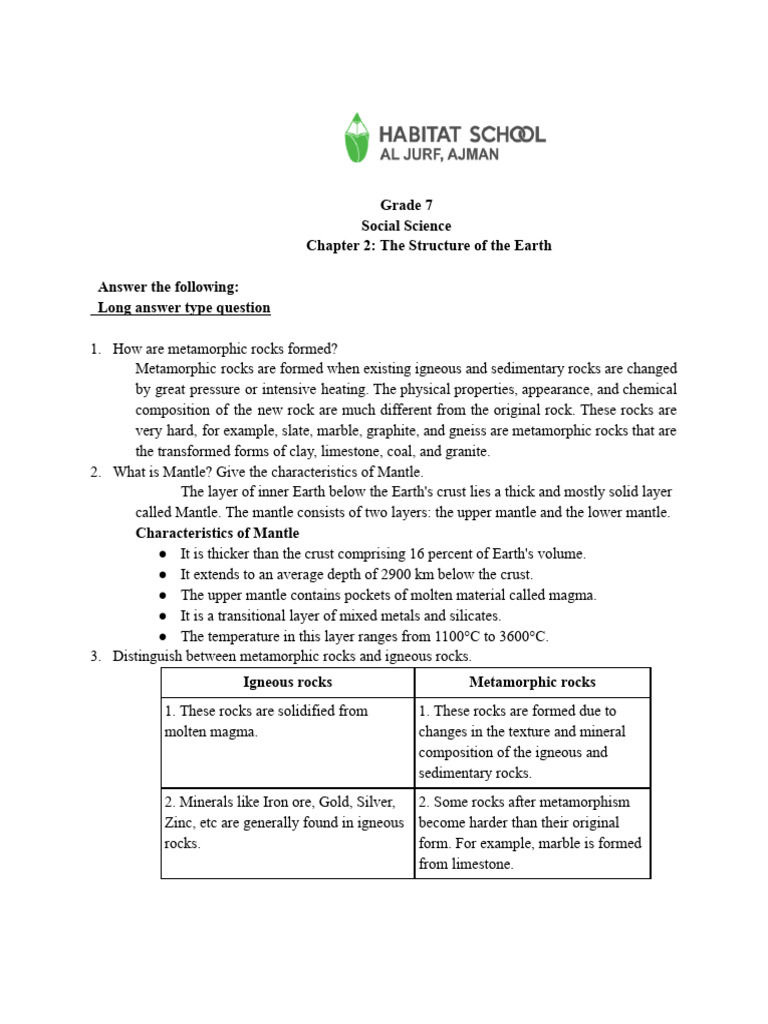 G7 sst the structure of the earth notes 2024 25 docx 2 download