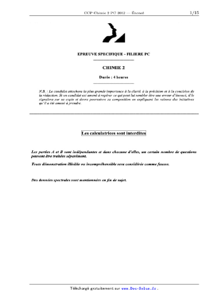 PC - CHIMIE - CCP - 2 - 2012.enonce - Copie | PDF