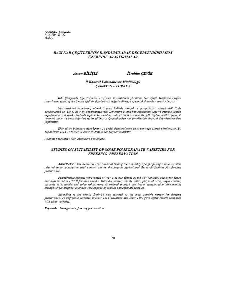 Bazi Nar E Tler N N Dondurularak De Erlend R Lmes Zer Nde Ara Tirmalar
