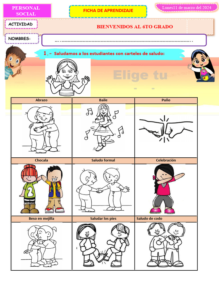 Bienvenida y Saludaciones en 6to Grado | PDF | Crecimiento personal y ...