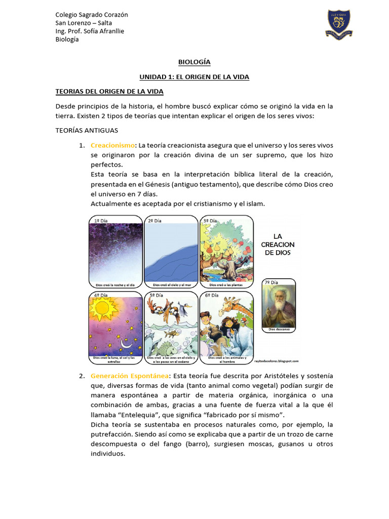 Teorías del Origen de la Vida | PDF | Naturaleza | Ciencias Naturales