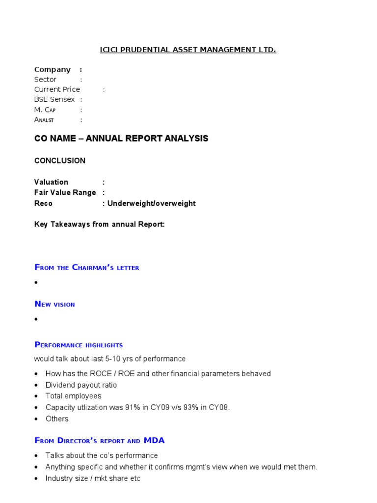Annual Report Analysis Format | PDF