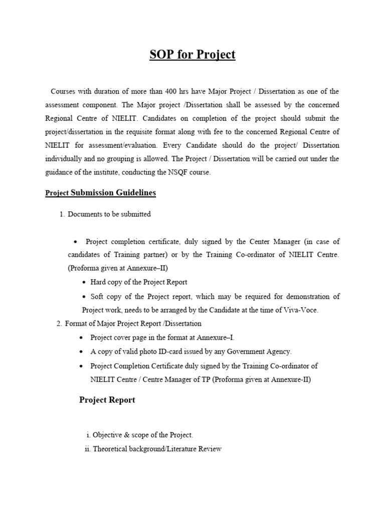 NIELIT Major Project Submission SOP | PDF | Thesis | Simulation