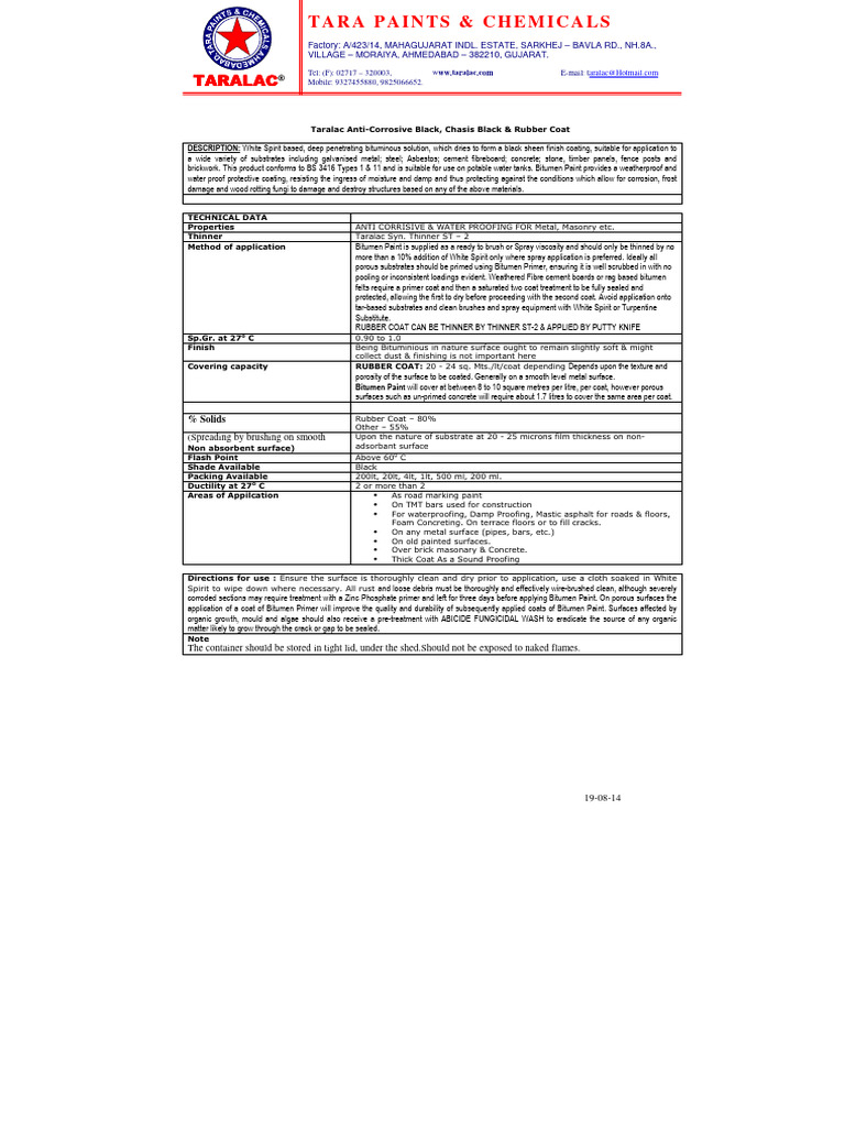 2201 TDS Rubbercoat | PDF | Paint | Corrosion