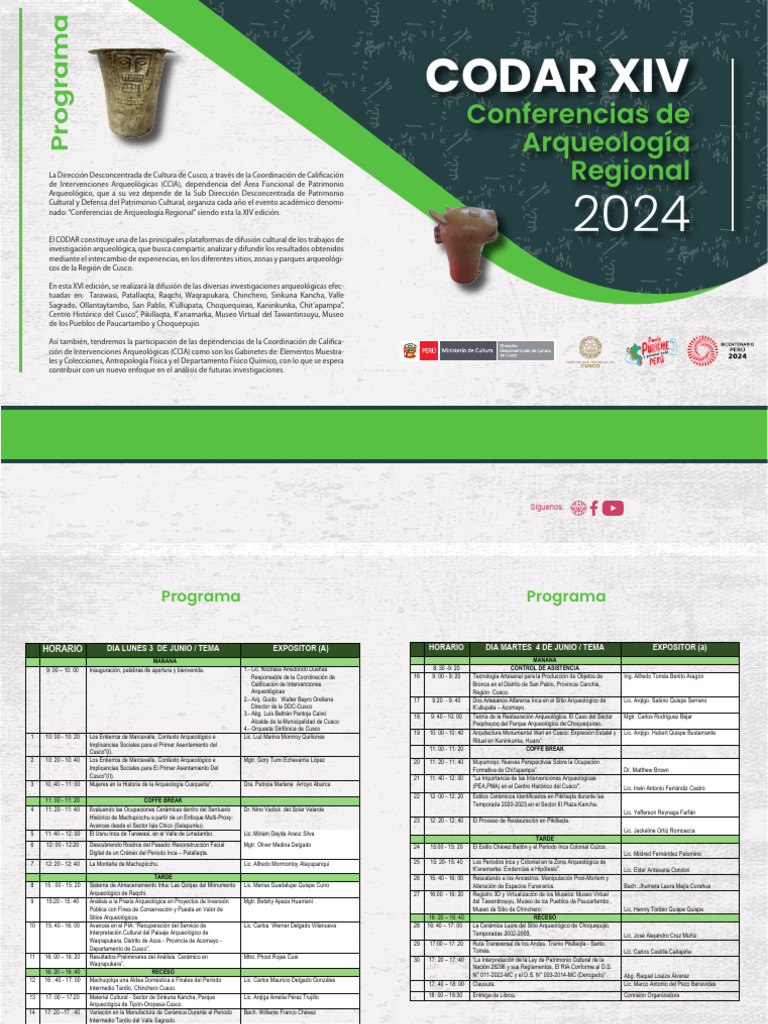 CODAR XIV: Arqueología Cusco 2024 | PDF | Patrimonio cultural ...