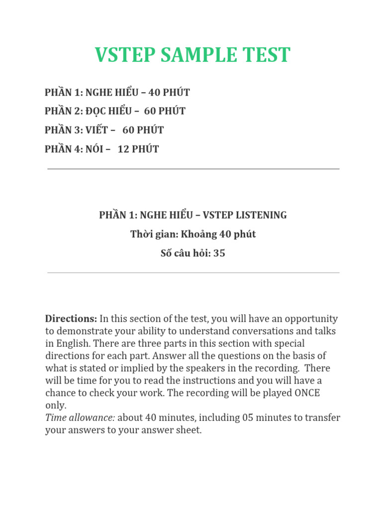 Vstep Sample Test | PDF | Abiogenesis | Life