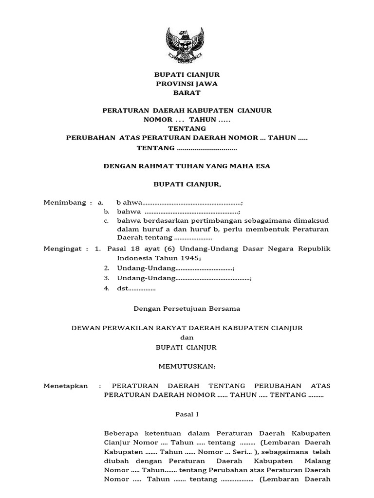 Perubahan Peraturan Daerah Cianjur | PDF
