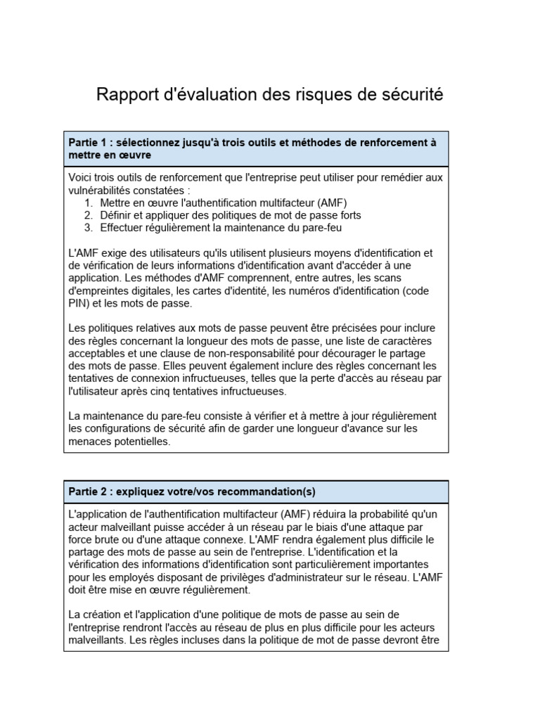 Outils de sécurité : AMF et politiques de mots de passe | PDF ...