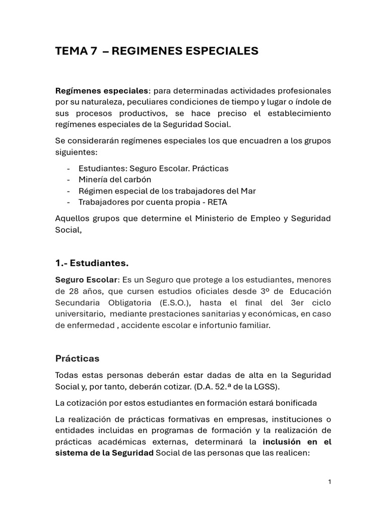 Regímenes Especiales de Seguridad Social | PDF | Minería | Salario