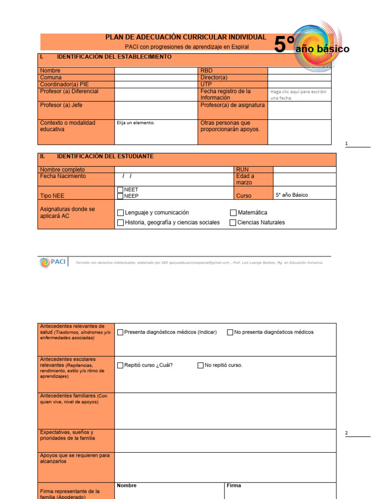 PACI Espiral 5° Básico | Descargar gratis PDF | Evaluación | Aprendizaje