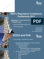 MBA's Regulatory Compliance Conference 2011: Workshop 1: Quick Guide To The Alphabet Soup - Federal Laws