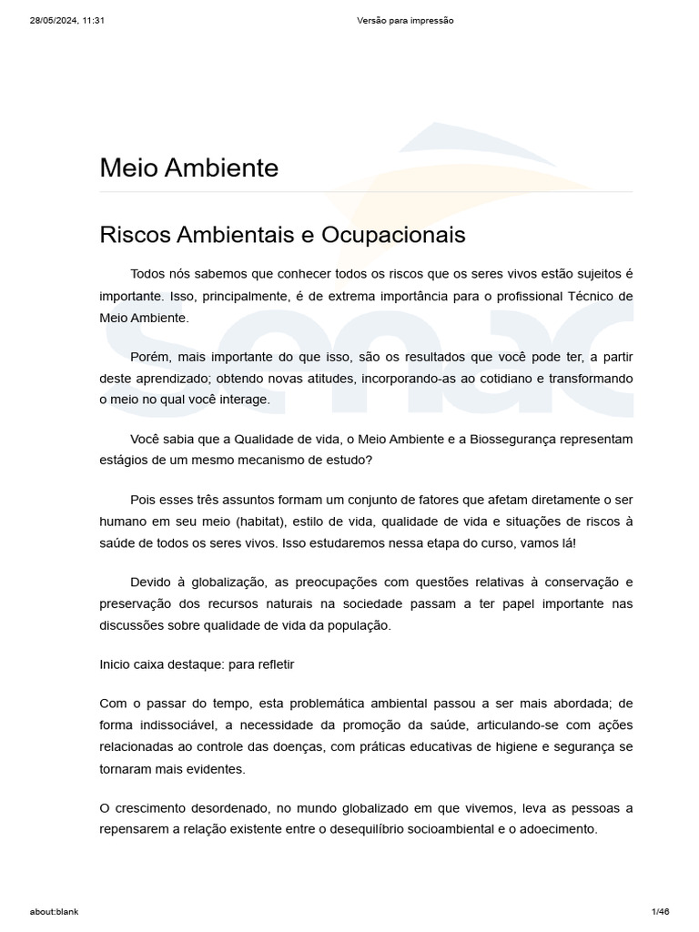 Riscos Ambientais e Biossegurança no Trabalho | PDF | Ambiente natural ...